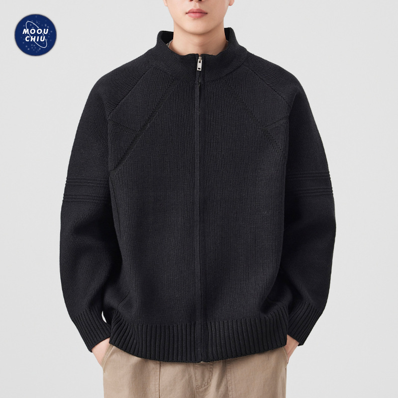 沐丘男装∣针织开衫毛衣男士2025冬季新款美式通勤肌理感叠穿外套 - 图2