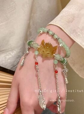 新款狐狸面具项链国风美学吊坠守护男女编织情侣闺蜜礼物