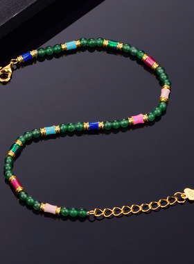 卡芭司S925银镶天然翡翠手链