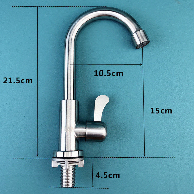 304不锈钢厨房单冷水龙头旋转洗菜盆单冷龙头水槽快开龙头-图2