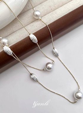法式复古双层叠戴冷淡风珍珠项链
