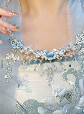 秋夜月原创《雪月霜花》项圈雪花璎珞仙气百搭汉服配饰古风饰品