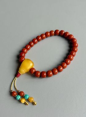 满色满肉南红玛瑙怀业念珠手链