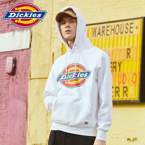 Dickies印花加绒连帽卫衣男士秋冬新品潮牌宽松上衣女帽衫9473a - 图1