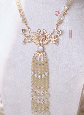 格格间原创【沉鱼落雁】金色晚明风多层项链珍珠软璎珞新中式旗袍