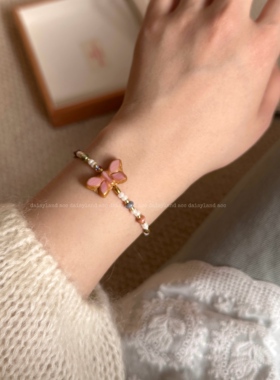 【蔷薇蝶】daisyland捷克珠肉粉色蝴蝶进口米珠手链原创手工饰品