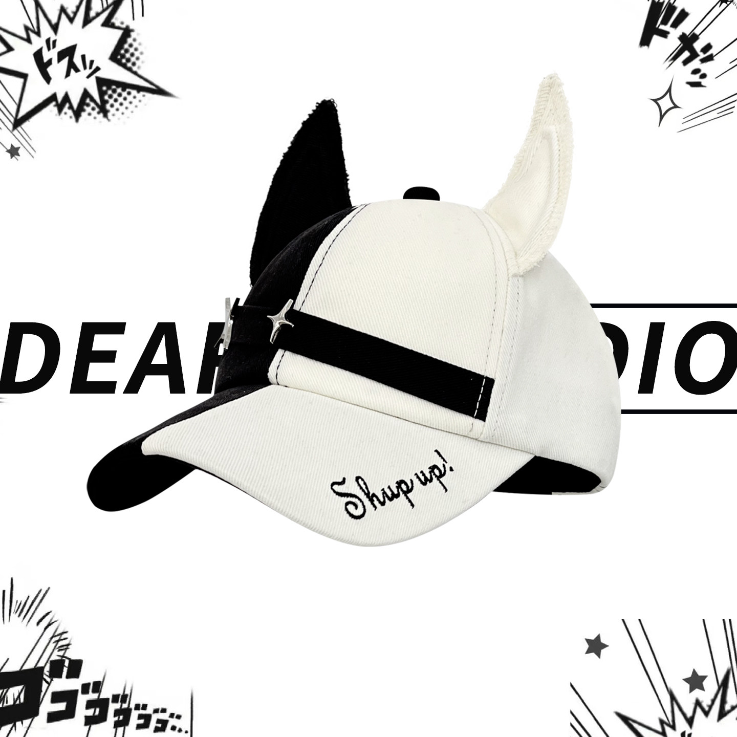 小众个性黑白可爱狐狸耳朵棒球帽子女2026春夏新款弯檐软顶鸭舌帽,淘宝优惠券,粉丝福利购,淘宝优惠卷