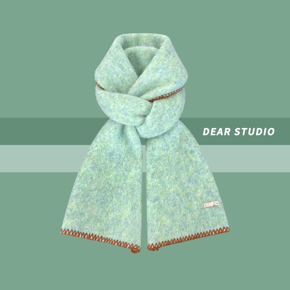 薄荷奶绿~韩系氛围感锁边羊绒围巾女秋冬季软糯清新保暖百搭围脖,淘宝优惠券,粉丝福利购,淘宝优惠卷
