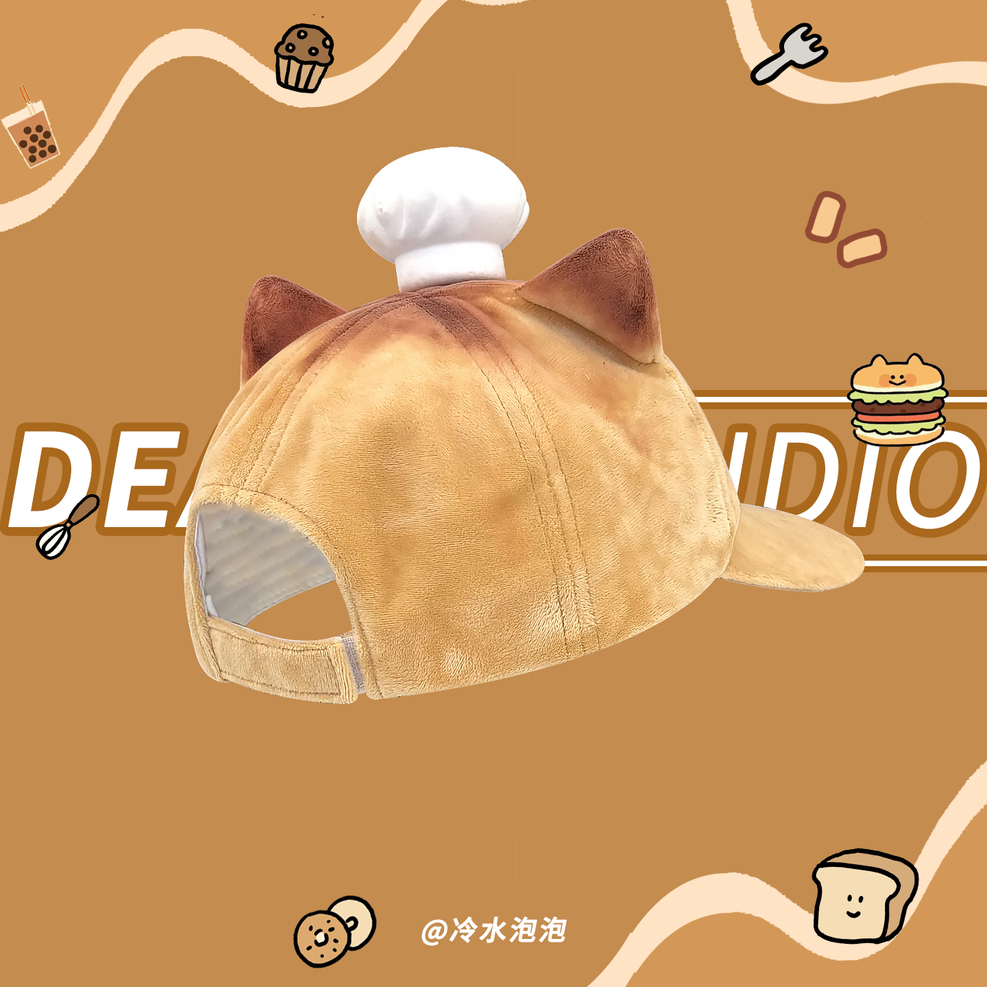 可爱烤焦小猫咪厨师帽子女2025新款棒球帽甜美百搭显脸小鸭舌帽潮,淘宝优惠券,粉丝福利购,淘宝优惠卷