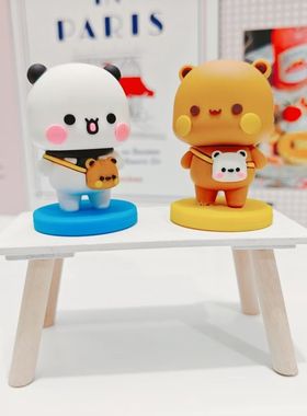熊猫一二布布桌面玩偶车载手办卡通中控台可爱周边潮玩摆件