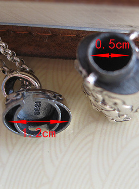 纯银护身符精油瓶盒子吊坠项链