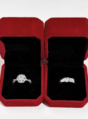 莫桑石戒指 仿真婚戒对戒求婚订婚奢华男女备婚交换仪式情侣戒指