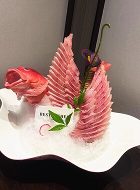 刺身摆盘装饰天使之翼扇形陶瓷