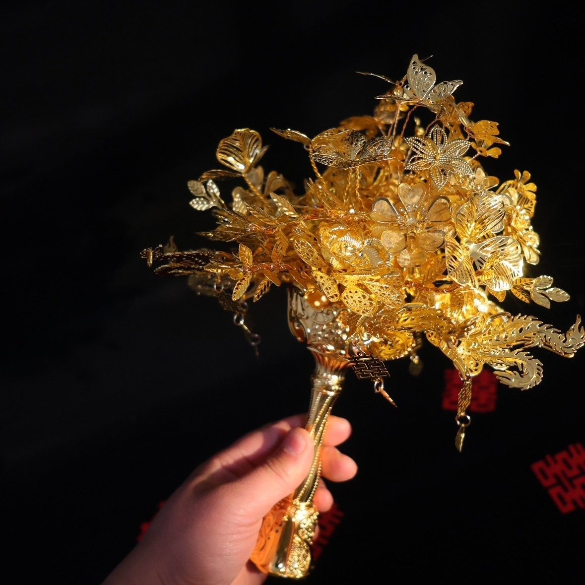 朱雀记黄金色手捧花新娘结婚礼物手工DIY团扇新婚中式秀禾服高级,淘宝优惠券,粉丝福利购,淘宝优惠卷