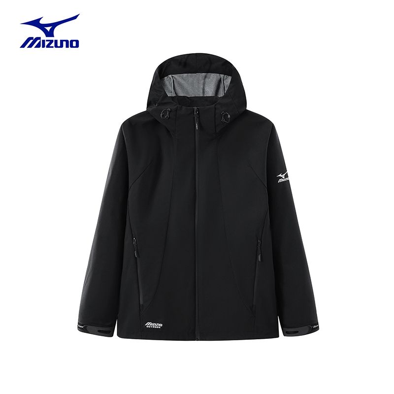 Mizuno/美津浓春秋户外休闲夹克男女情侣款连帽登山服防水外套男-图0