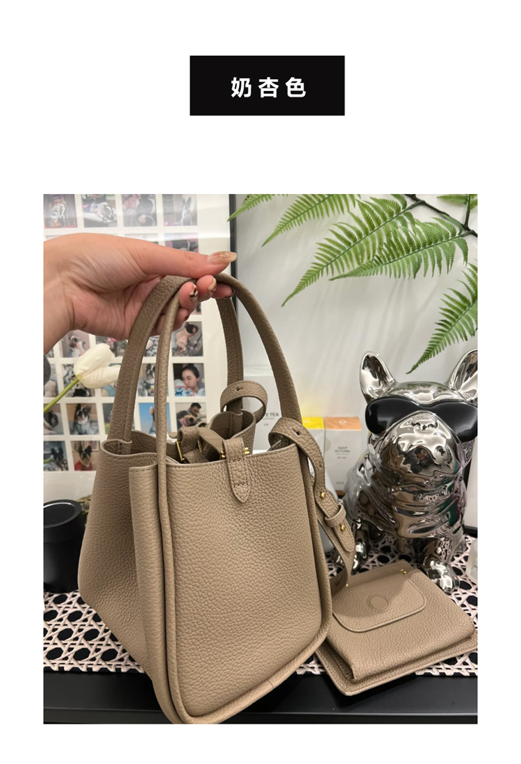 小众国货菜篮子包单肩斜挎手提水桶包头层牛皮大容量通勤女包 - 图1