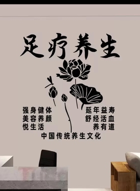 养生馆贴纸门贴玻璃艾灸理疗馆橱窗背景墙广告艾灸馆按摩店铺贴画