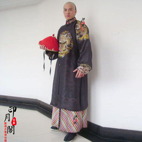 影视装男士清朝大臣服王爷服官员知府县令补服蟒袍鳌拜古装演出服 - 图0