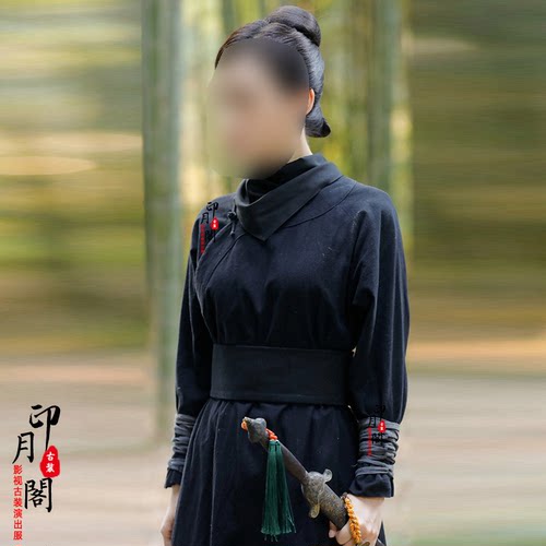 影视魏晋唐朝宋朝明制女士汉服黑色女侠古装蒙面黑衣人刺客夜行衣 - 图3