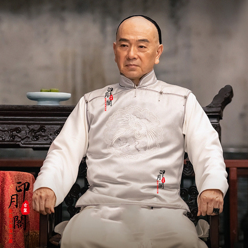 影视古装清末民国男士中国风长衫长袍马褂绣花老爷服掌柜服古装_虎窝淘