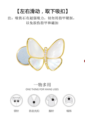 免缝磁吸扣防走光蝴蝶胸针别针