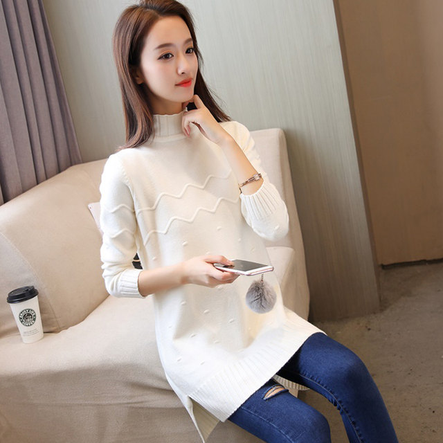 2023 Autumn and Winter Blocks Women's sweater bottoming shirt in the long Korean version of the semi -high -neck loose sweater sweater outer jacket tide