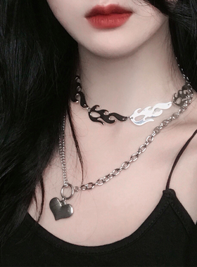 是个酷崽火焰挂坠项链ins土酷