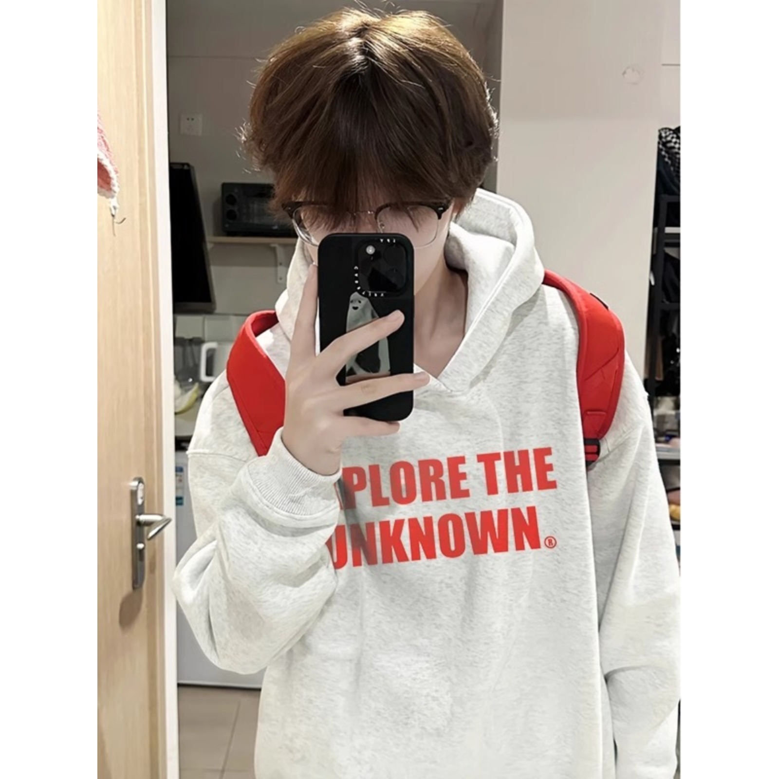 高街硬挺重磅美式卫衣男秋冬潮牌2025新款连帽灰色男生春秋款上衣 - 图0