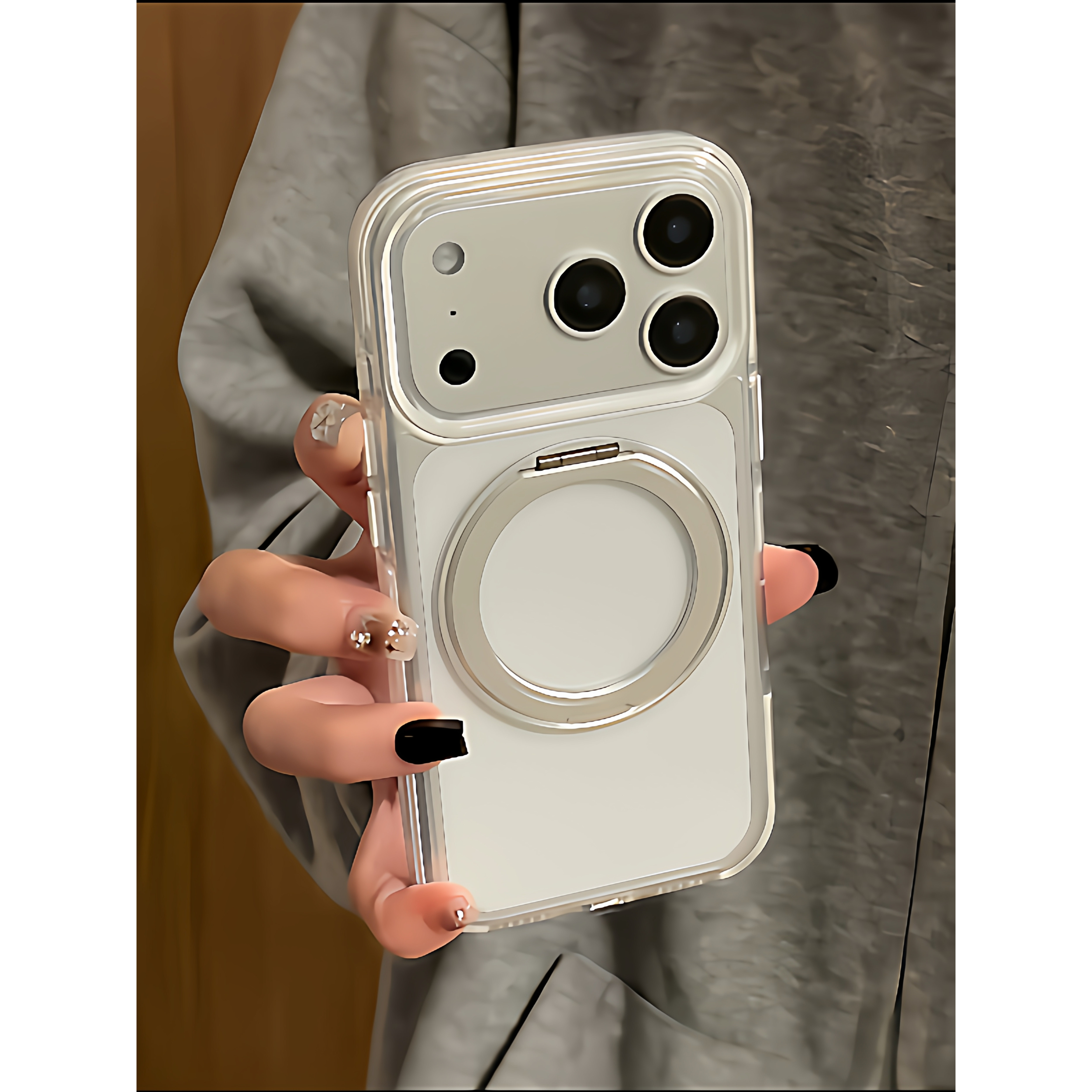 小众ins风高级感折叠支架适用苹果17promax手机壳iPhone17女新款16个性时尚15男14韩系16Pro防摔保护套13韩系,淘宝优惠券,粉丝福利购,淘宝优惠卷