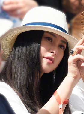 朱珠同款老钱风宽檐防晒草帽女
