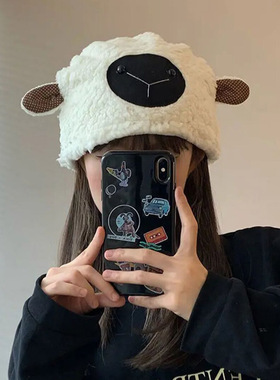 包头帽逛街可爱女秋冬季卡通小羊