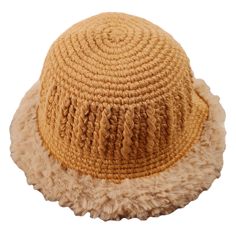秋冬季加厚毛边渔夫帽子女户外防寒保暖百搭显脸小韩版时尚针织帽,淘宝优惠券,粉丝福利购,淘宝优惠卷