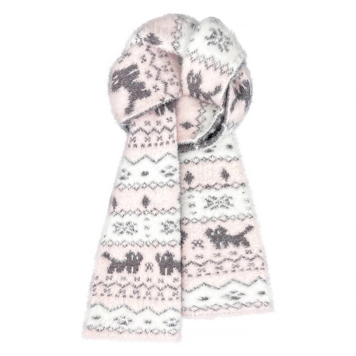 费尔岛双面可爱猫咪针织围巾女秋冬加厚防风防寒保暖学生百搭围脖 - 图3