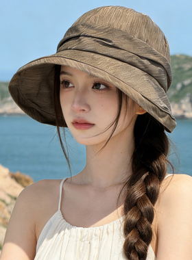 春夏遮阳褶皱防晒渔夫帽女款