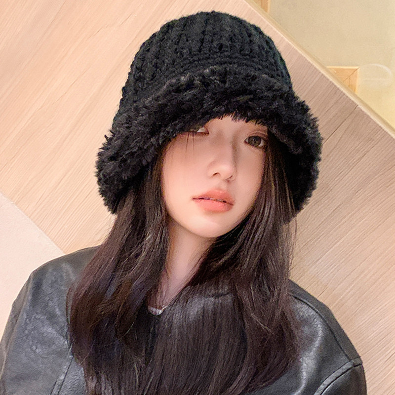 秋冬季加厚毛边渔夫帽子女户外防寒保暖百搭显脸小韩版时尚针织帽,淘宝优惠券,粉丝福利购,淘宝优惠卷