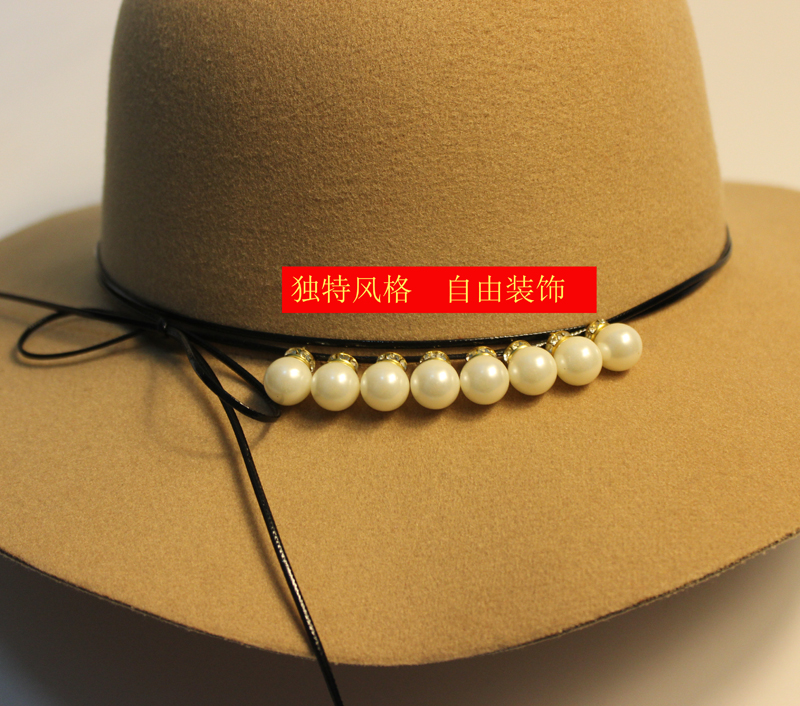 秋冬季女士 礼帽韩版高贵流行时尚羊毛呢毡帽子潮盆帽珍珠毛呢帽,淘宝优惠券,粉丝福利购,淘宝优惠卷