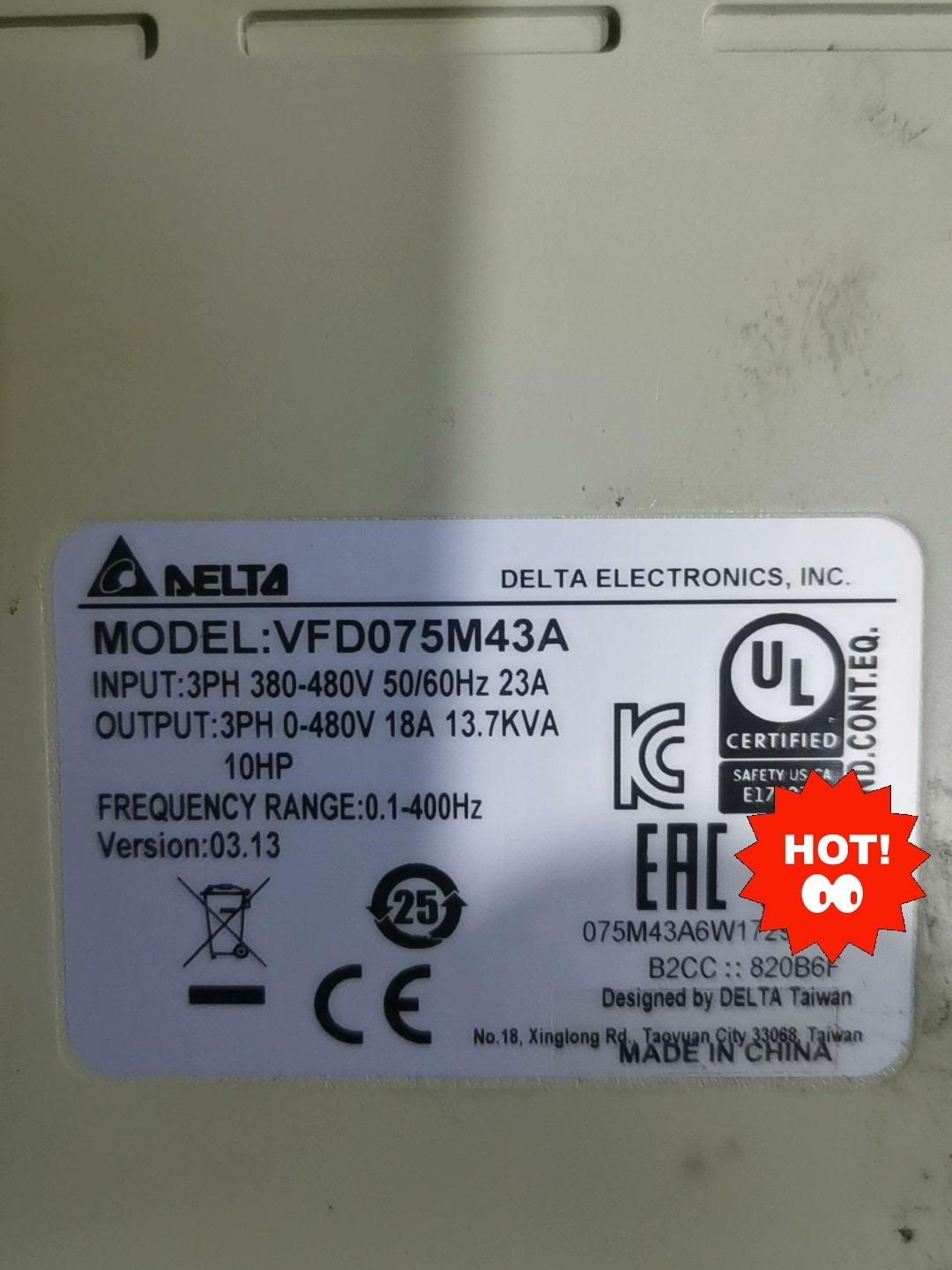 原装台达变频器VFD075M43A   7.5KW  380 - 图1