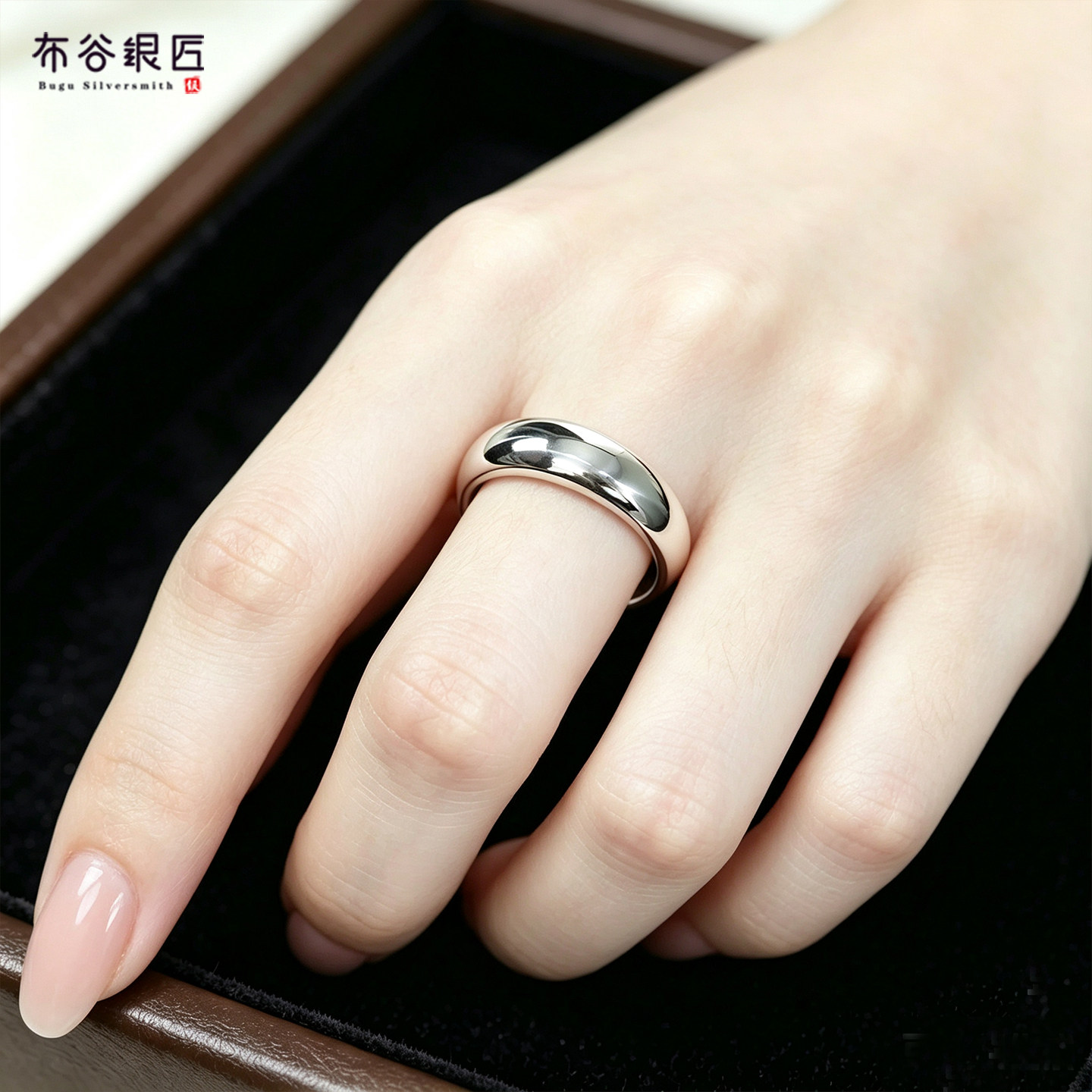 999 Pure Silver Loach Back Shiny Solid Plain Ring