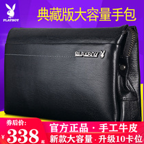 Flowers Playboy Men Genuine Leather Handbag Large Capacity Business Package New Hand Grab Bag Bull Leather Handbag Mens Hand Grip Bag