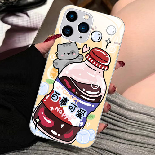 8苹果14SamsungS25饮料12奶茶13三星S24fe手机壳S23ultra女s22plus男a54全包20+21加53玻璃case52适用34可乐9 - 图0