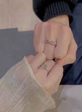 玫瑰荆棘情侣戒指一对ins小众设计感开口可调节男女对戒学生百搭