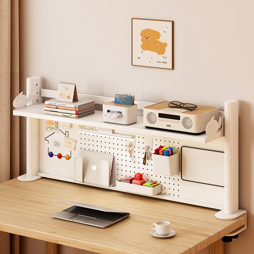 桌面洞洞板全铁艺书架儿童学习桌收纳宿舍办公室电脑桌多层置物架 - 图1