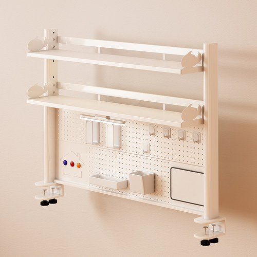 桌面洞洞板全铁艺书架儿童学习桌收纳宿舍办公室电脑桌多层置物架 - 图3