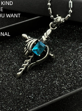 欧美复古做鬼头十字架宝石项链男款嘻哈潮人个性百搭毛衣链