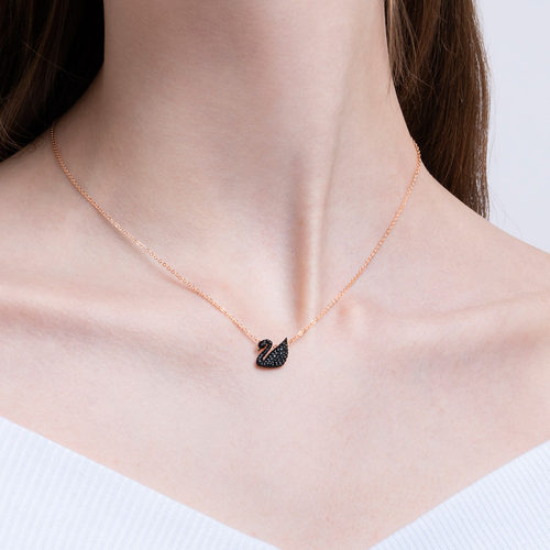 【新年礼物】施华洛世奇Swan黑天鹅（小）项链吊坠配饰小众 - 图0