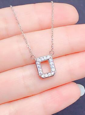 精致S925银锁骨链 空托 长方形5*7mm 女生 镀白金玫瑰金黄金色