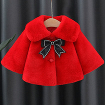 Low price to taste what baby cloak shawl fur coat jacket imitation leather grass girl out to wear windproof clip cotton