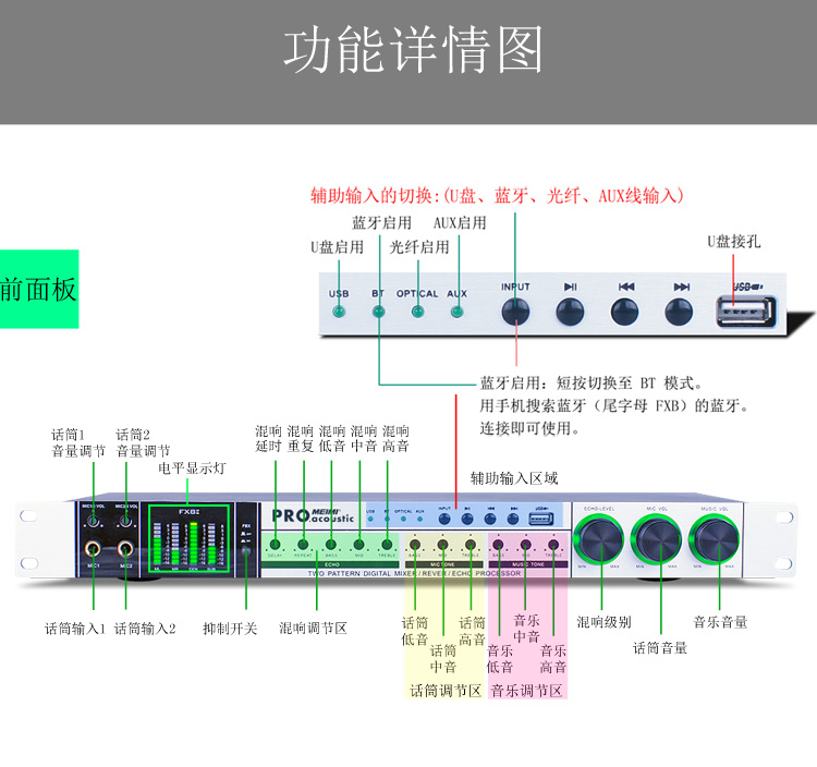 Meimi/美咪激励器专业舞台人声效果器前级混响ktv均衡抑防啸叫 - 图2