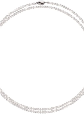 3-4mm白色元宝扣施家珍珠小米珠1.2m毛衣链MYLA512