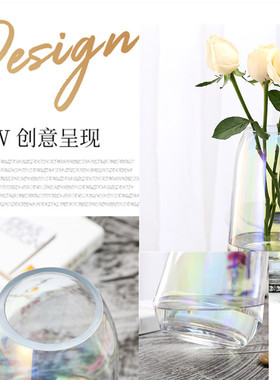 现代简约珠光贝母变色玻璃花瓶
